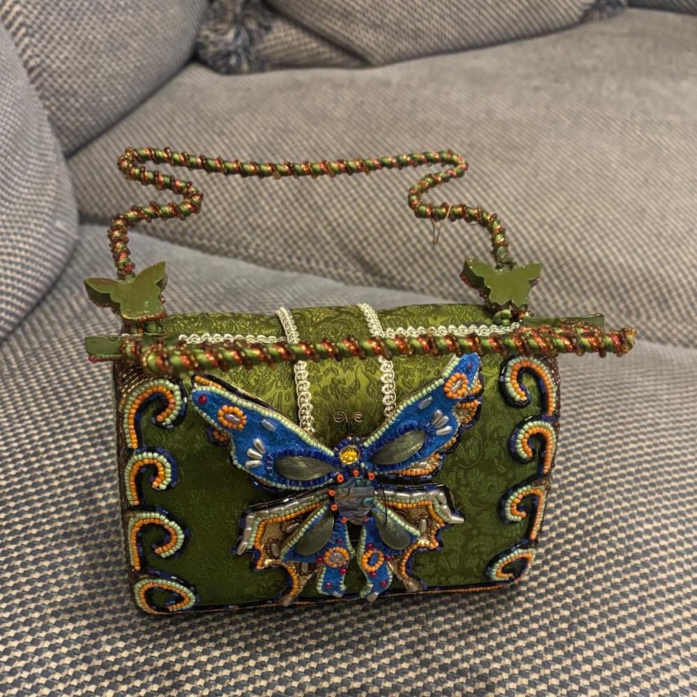 Rare Mary Francis Monarch Butterfly beaded handbag.